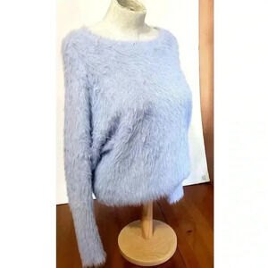 Jessica Simpsons fuzzy oversized sweater womens size medium‎ baby blue very soft